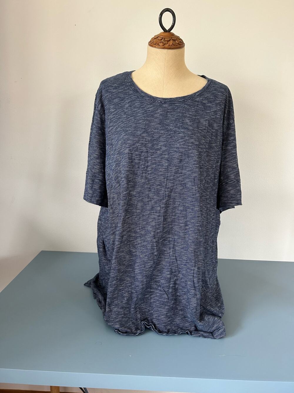 Ulla Popken womens basic blue and white t shirt size 20/22 round neck
